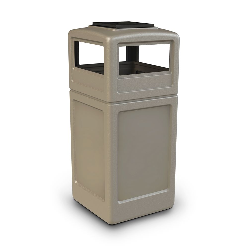 Commercial Zone® PolyTec 42 Gallon Waste Container with Ashtray Lid, Beige